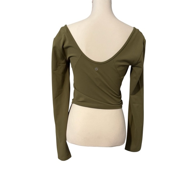 Lululemon Athletica Olive V-Neck Long Sleeve Top | Very Good Condition - Picture 2 of 5